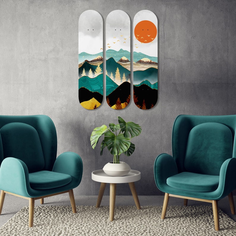 Set of 3 Skateboard Wall Decorations, Street Art, Graffiti Art, Teenage