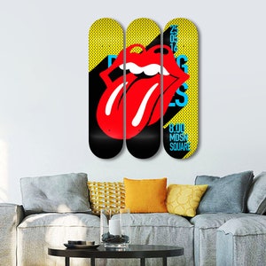 3er Set Skateboard Kunst, Skateboard Wandkunst, Pop Art Wandkunst, Schlafzimmer Wanddeko, Holz Wandkunst, Skateboard Deck Kunst für Zuhause Büro Deko