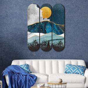 Set of 3 Skateboard Decks Wall Decor Mockup Set, Skateboard Decks Wall Template, Grade Maple Skateboards for Home Decor  and Office Decor