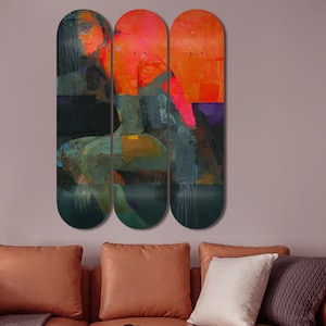 Set von 3 Stück Pop Art Skateboard Deck Wandkunst, Ölgemälde Wand hängend Raum Dekoration, Akzent Geschenk, Ästhetische Wandkunst für Wohndekor
