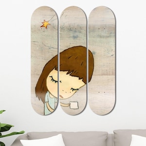 Set of 3pcs Lone Star Painting Skateboard Deck Wall Art, Wall Hanged Decoration, Accent Gift, Aesthetic Wall Art for Living Room Home Decor
