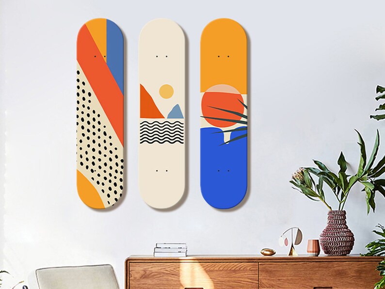 Minimalist Abstract Skateboard Wall Decor, Skate Deck Wall Art