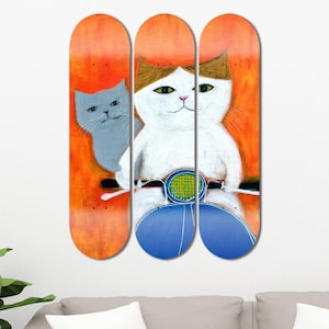 Set of 3pcs Funny Cat Art Skateboard Wall Decor, Aesthetic Wall Art, Street Art, Room Wall Art, Wall Decor Gifts for Home Decor