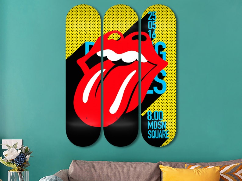 Set of 3 Skateboard Art, Skateboard Wall Art, Pop Art Wall Art, Bedroom
