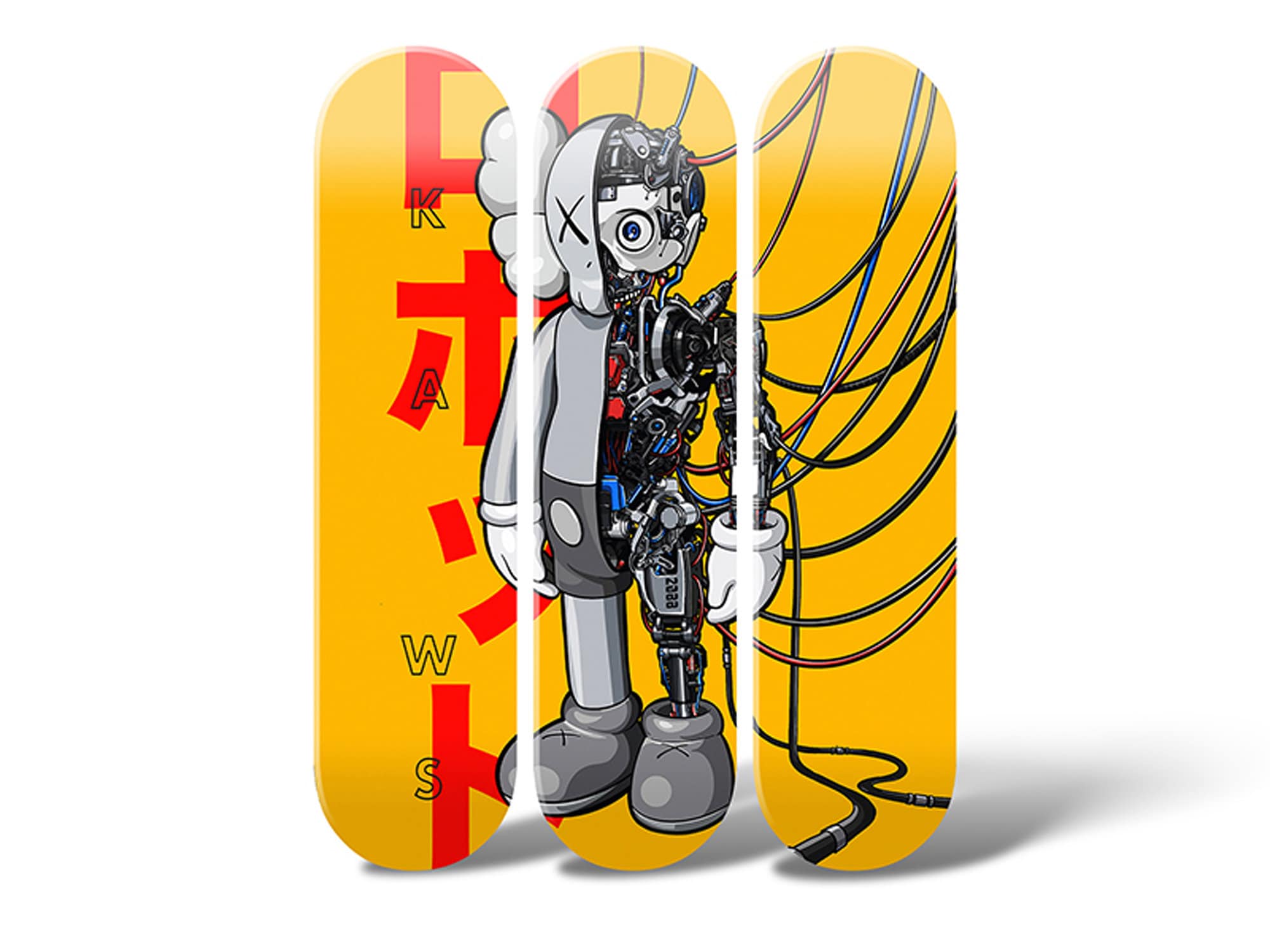 Kaws Robot Yellow Skateboard Art, Wall Decor, Aesthetic Wall