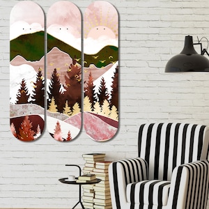 Unique Autumn Mountain Skateboard Art, Skateboard Wall Art, Bedroom Wall Decor, Wood Wall Art, Skateboard Deck Art for Home Office Decor