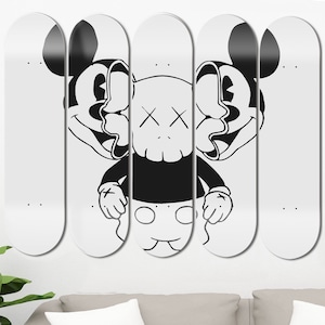 Set of 5pcs Cute Kwas Art Skateboard Deck Wall Art, Wall Hanged Decoration, Accent Gifts, Aesthetic Wall Art for Kid&#39;s Room Home Decor