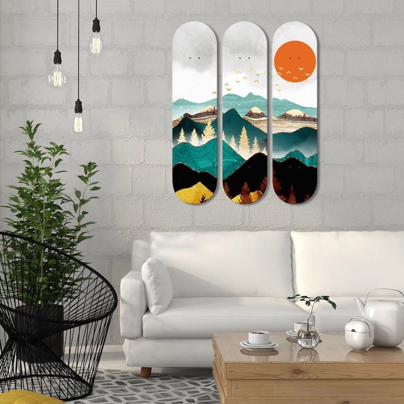 Set of 3 Skateboard Wall Decorations, Street Art, Graffiti Art, Teenage