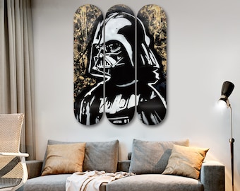 Set of 3pcs Dark Vador Skateboard Deck Wall Art, Wall Hanged Room Decoration, Accent Gift, Aesthetic Wall Art for Men Cave Home Decor