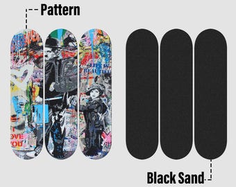 Set of 3pcs Banksy Graffiti Art Skateboard Deck Wall Art, Pro