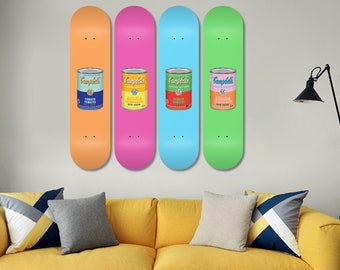 Campbells Warhol Cans Skateboard Wall Art, Skate Deck, Home Decor, Wall Hanging, Hanged Room Decoration, Gift for Home