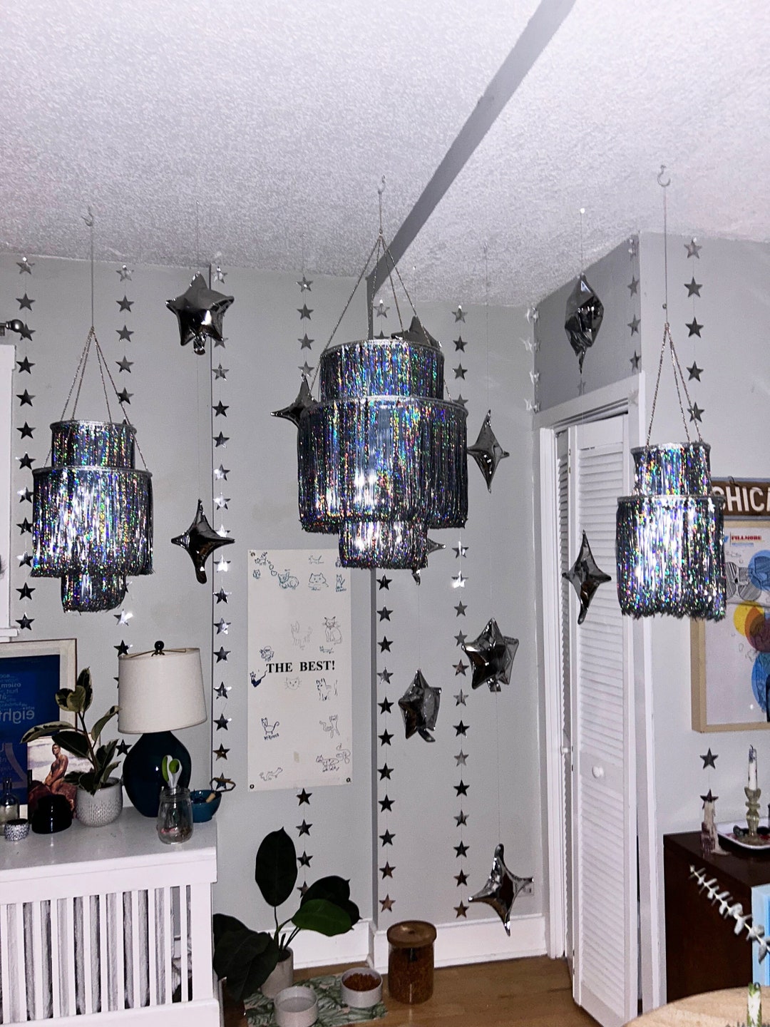 Tinsel Chandelier Decor Perfect for New Years Eve or Birthday Decor Etsy