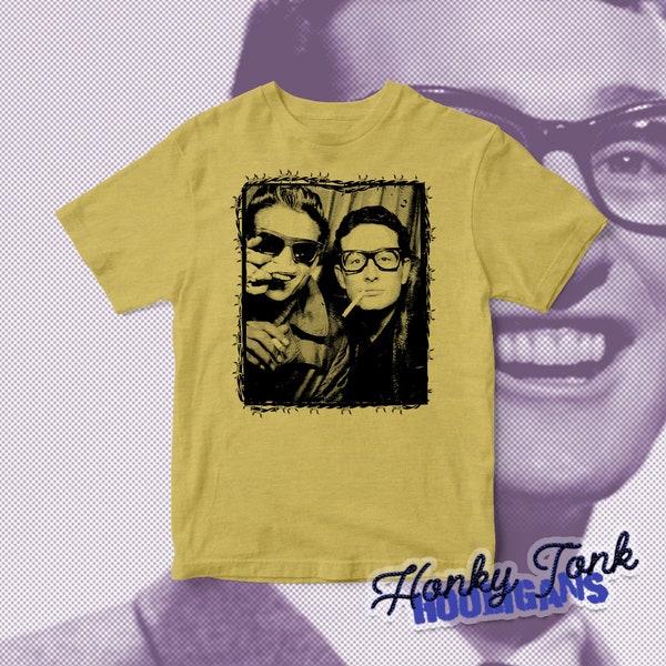 Buddy Holly & Waylon Jennings - Photobooth -  Rock 'n Roll Country Tribute T-Shirt  **More colours available**