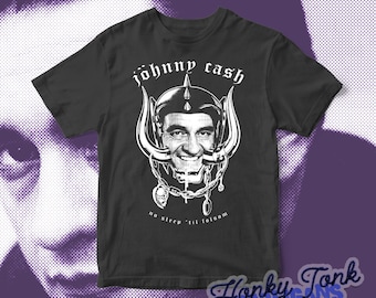Johnny Cash X Motorhead No Sleep &#39;til Folsom Country Punk Tribute T-Shirt  **More colours available**