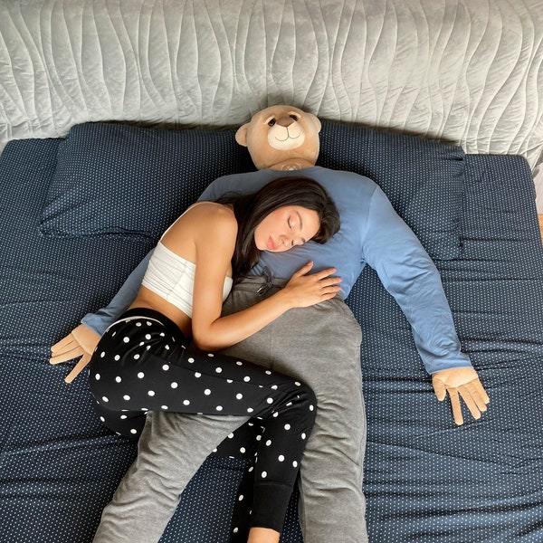 Liefdevolle Bear Puffy, Hug Body Pillow, Pluche Figuur Human Size cadeau voor eenzaamheid, Hug Toy, Easy Sleep Pillow ondersteuning voor knieën terug