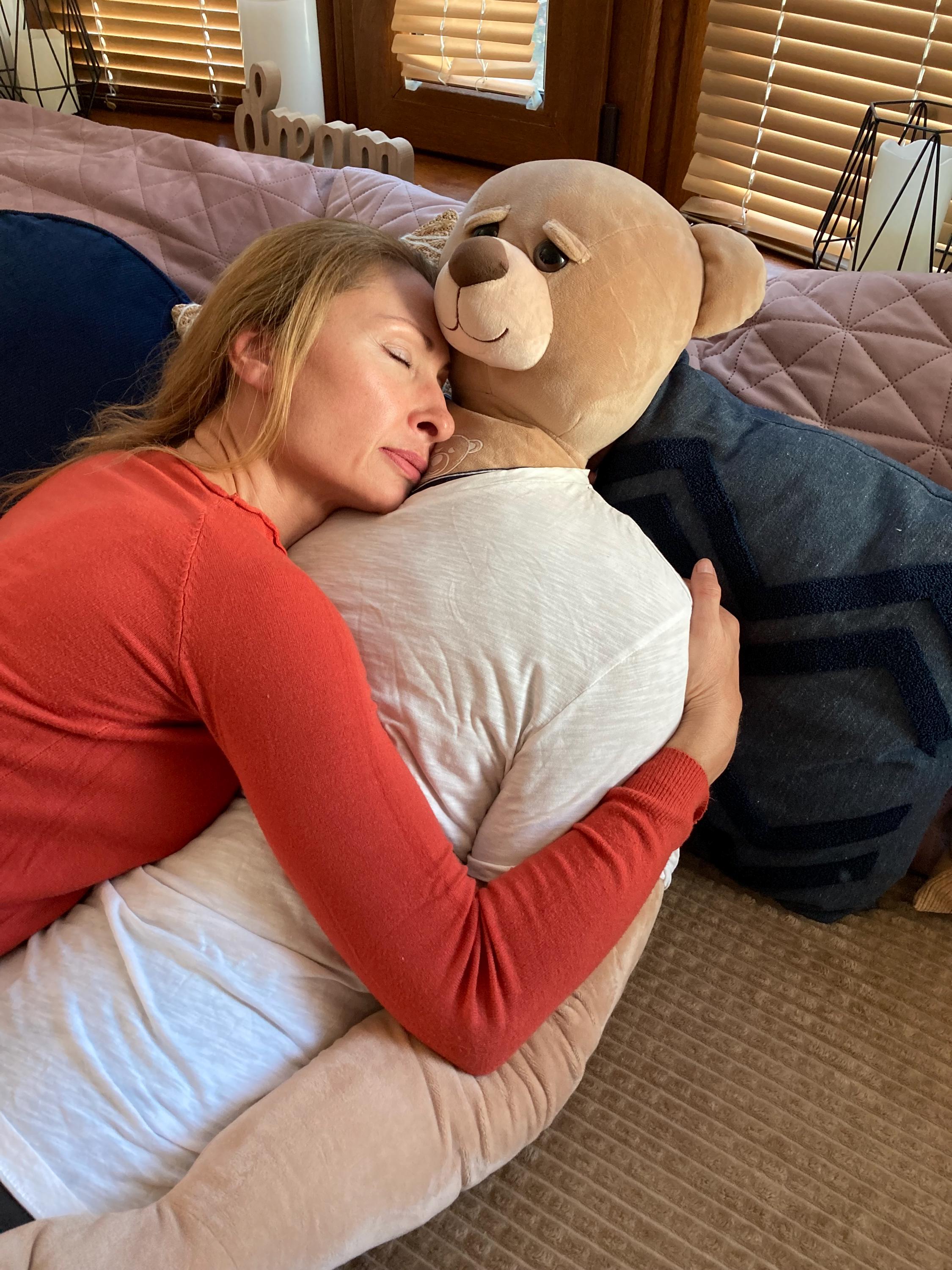 Giant Bear Body Pillow: Human-Size Plush for Adult Comfort. Loving Bear Puffy