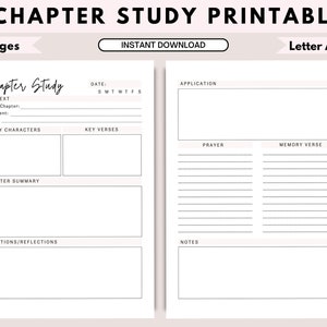 Bibel Studium Printables | Kapitel Studie zum Ausdrucken | Bibelkapitel Vorlage | Sofort Download | Kapitelübersicht|