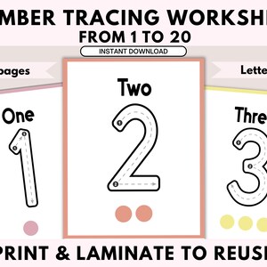 Practice Writing Numbers 1-20 | Number Worksheet |Preschool Worksheet | Number Writing |   Learning Numbers | Toddler Learning |Kindergarten