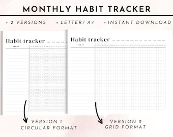 Monthly Habit Tracker Printable | A4/Letter | 30 Day Habit Challenge |Instant Download | Routine Tracker| Habit Tracker Landscape