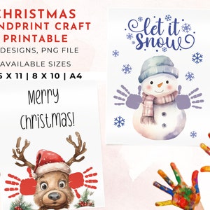 Christmas Handprint Art | Toddler Christmas Keepsake | Printable Wall Art  | Christmas Gift For Grandparents|Christmas Crafts Kids Diy Craft