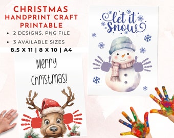 Christmas Handprint Art | Toddler Christmas Keepsake | Printable Wall Art  | Christmas Gift For Grandparents|Christmas Crafts Kids Diy Craft