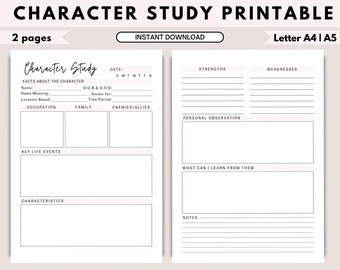 Bible Character Study Template Printable | Bible Study Worksheet PDF | Scripture Study Guide | Christian Bible Study Instant Download
