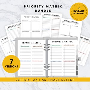 Priority Matrix Printable | Tasks Management | Eisenhower Matrix | Productivity ADHD | Task Organizer |Task Priority Matrix| To Do List |