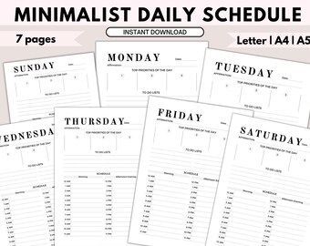 Productivity Planner, Daily Schedule, Daily To Do List, Hourly daily planner, Planner Inserts,Daily Agenda, Time Blocking Template,A5 insert