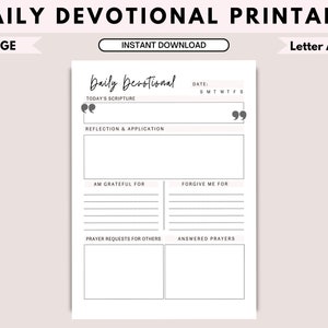 Daily Devotional Journal Printable | bible study tools |