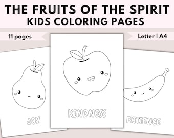 Fruits Of The Spirit Coloring Pages | Fruit Of The Spirit Coloring activity | Printable Craft Activity | Sunday school | Instant Download