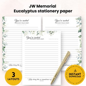 Eucalyptus JW Memorial Invitation Stationery | Printable Letter A4 (Digital Download)