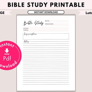 Printable Bible Study sheet | Church Notes | Church Note PDF | bible study tools| bible study template| A4 LETTER