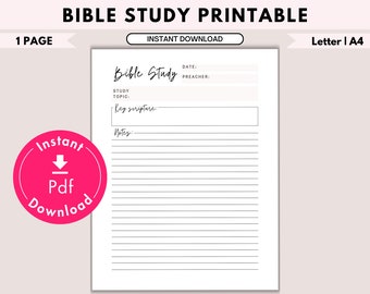 Printable Bible Study Notes Template | A4, Letter (PDF)