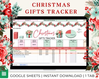 Christmas Gifts Tracker | Google Sheets Template |Christmas Planner For Gifts | Christmas Budget Planning |Holiday Gift Tracking Spreadsheet