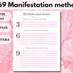 369 Manifestation method printable PDF, 369 Manifestation method, 369 Manifestation, 369 Method LOA, instant download Letter/A4/A5.