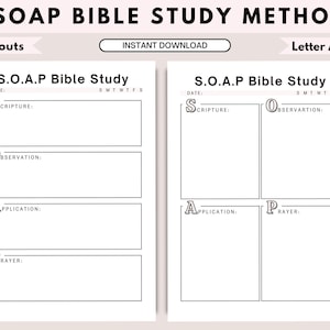 Método de estudio de la Biblia en jabón/ Descarga instantánea / Plantilla de estudio de la Biblia en jabón / Hoja de trabajo de estudio de la Biblia /