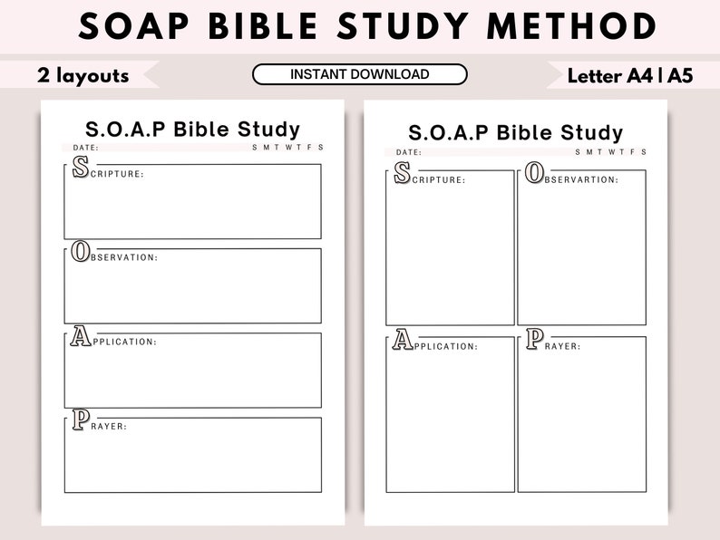 Soap Bible Study Method Instant Download Soap Bible Study Template