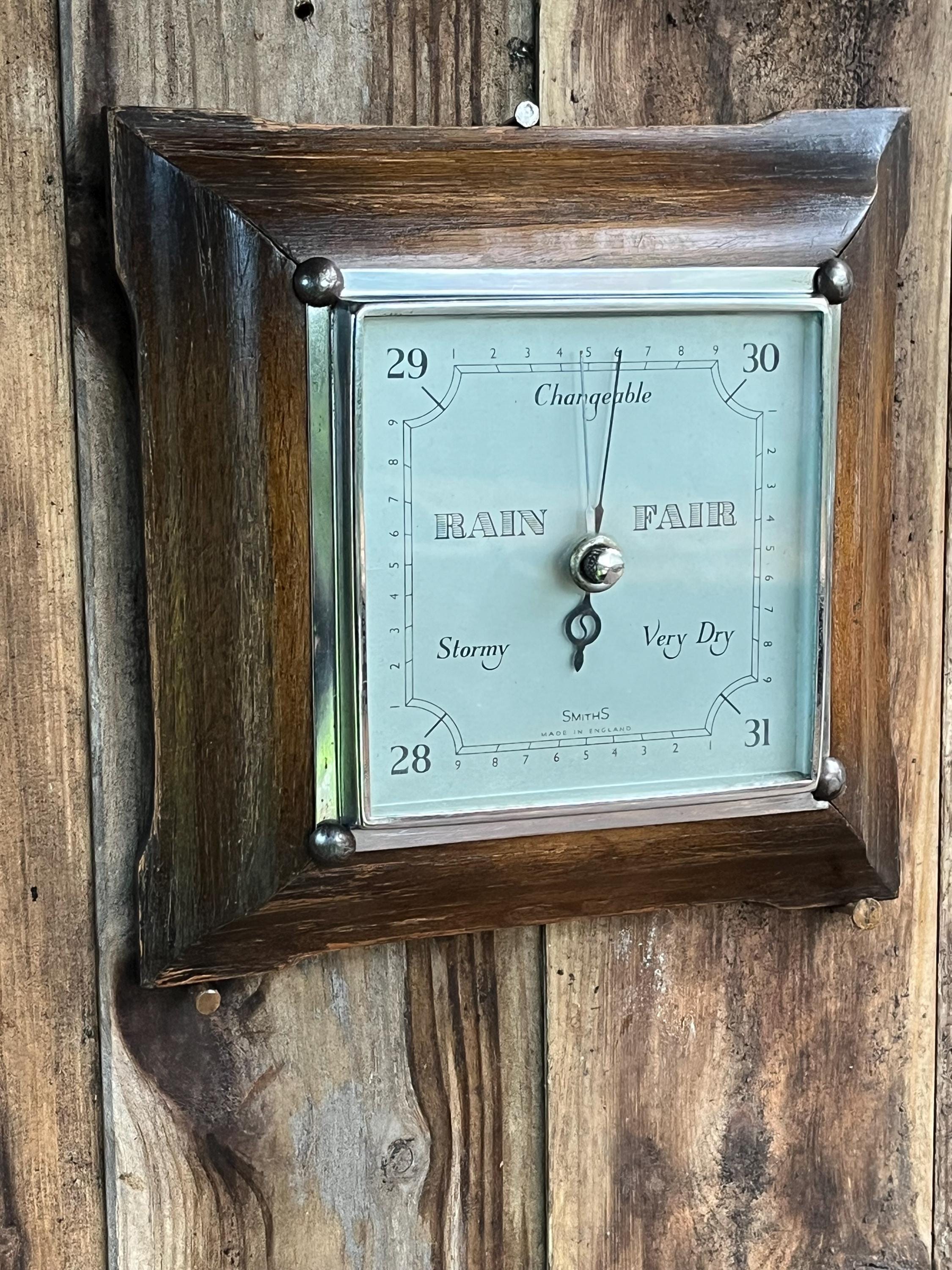 Square Barometer Vintage Smiths Aneroid Barometer With a Square Dial in an Oak Case ...
