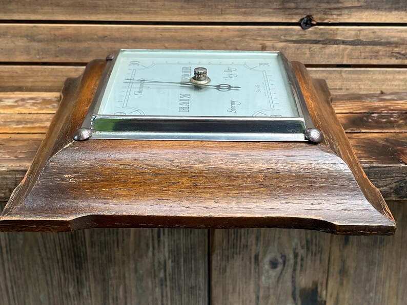 Square Barometer Vintage Smiths Aneroid Barometer With a Square Dial in an Oak Case ...