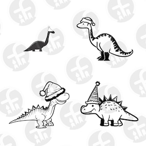 Pacote SVG de dinossauro fofo - 8 designs exclusivos - svg de dinossauro de Natal - Download instantâneo - svg de Brachiosaurus - svg de Stegosaurus