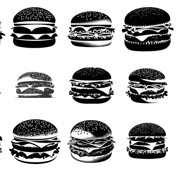 Burgers SVG bundle - 15 unique design - Fast Food svg - Instant download - Hamburger svg - Cheeseburger svg