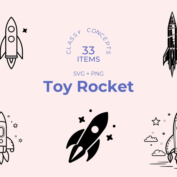 Toy Rocket SVG Bundle - 33 Cut Files - Imaginative Play Tool - Space Themed Clip Art for Cricut & More