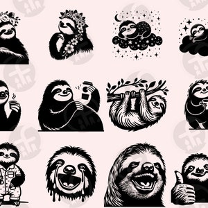 Sloth SVG Bundle: 96 Designs for Cricut, Laser Cutting, Sublimation ...