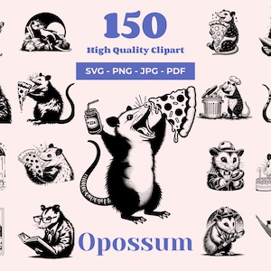 Opossum SVG Bundle - 150 Schnittdateien - Trash Panda - Quirky Wildtier-Designs für Laserschneiden, Cricut und Sublimation - Opossum Clipart