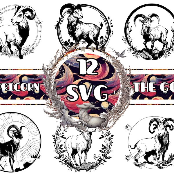 Capricorn SVG bundle - 12 unique designs SVG & PNG - The Goat sublimation design png - Capricorn cut files
