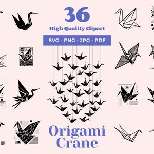 Origami Crane SVG-bundel - 36 gesneden bestanden - traditionele Japanse ontwerpen voor lasersnijden, Cricut en educatief gebruik - Peace Crane Art