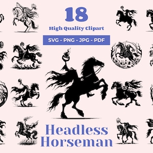 Headless Horseman SVG Bundle: Halloween Clipart, Laser Cut Files (Digital Download)