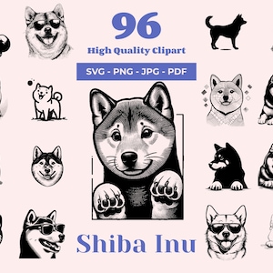 Shiba Inu SVG Clipart Bundle: 96 Doge Designs (Digital Download)