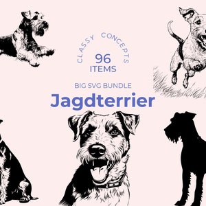 Jagdterrier SVG-Bundle - 96 Schnittdateien - Jagdterrier Art - Sublimationsdateien - Wachsamer Hund Clipart