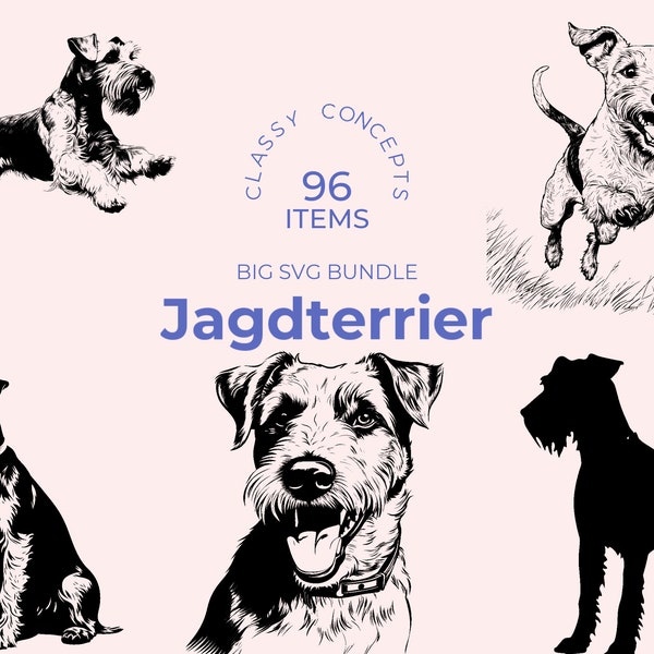 Jagdterrier SVG Bundle - 96 Cut Files - Hunting Terrier Art - Sublimation Files - Agile Dog Clipart